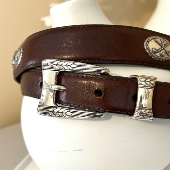 Vintage Brighten Men’s Leather Golf Belt with Silver Buckle Size 42 EUC - Picture 6 of 13